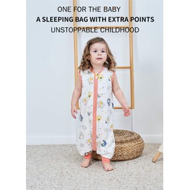 Chilsuessy Baby Sleeping Bag Summer 100% Cotton 0.5 Tog Kid Sleeping Bag with Feet for Infant Toddler sleeveless, Cute Sheep, 70cm/6-18 Months