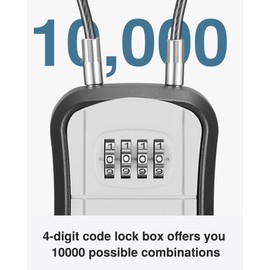 Puroma Portable Lock Box with Removable Cable Handle, Resettable Combination Lockbox - Wall-Mounted Key Lockbox for Home, Office, Apartment, Warehouse Key Storage (2 Pack, Grey)