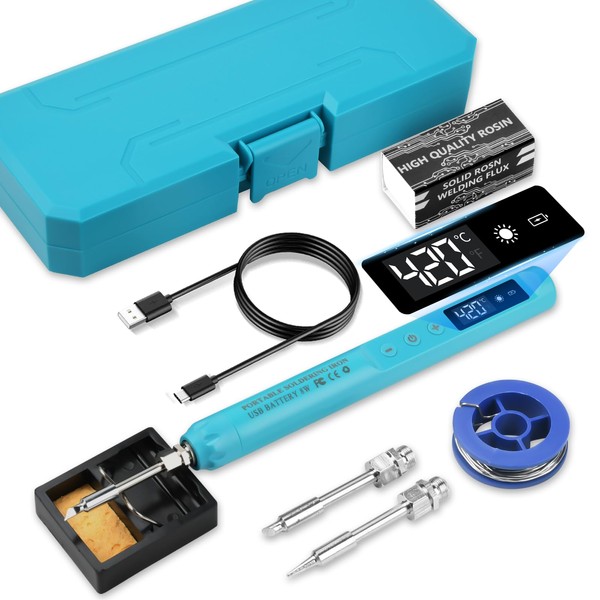 USB-C Rechargeable Soldering Iron, Portable Cordless Soldering Pen with LCD