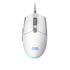 MARSGAMING Gaming MMGW White Gaming Mouse RGB Flow Non-Slip Mac/Windows/Linux