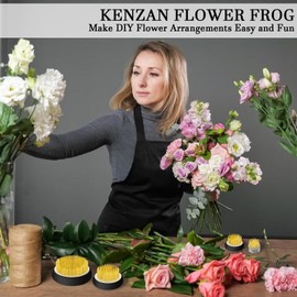 YCCOKJJ Ikebana Hedgehog Kit Round Kenzan with Pin Care Pen and Brush, Reusable Flower Frog (70 mm/46 mm/34 mm/23 mm Flower Hedgehog) Hedgehog, Suitable for Living Room, Garden, Office, Flower Shop