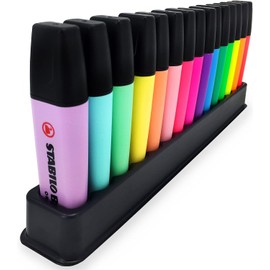STABILO BOSS Original Fluorescent and Pastel Highlighters Deskset of 15 Assorted Colours,2-5mm