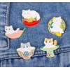 lihonzhi 4pcs Cat Book Enamel Lapel Pins Cute Animal Cat