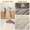 2 Pack Pearl Beige Tulle Table Runner with White Tablecloth