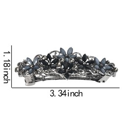 Crystal Floral French Hair Clips Barrette for Thick Thin Hair Elegant Flower Hair Barrettes Medium Ponytail Holders Rhinestone Hair Clips Vintage Hair Accessories for Women