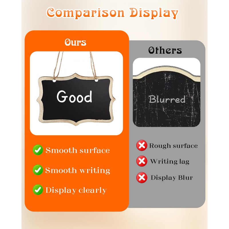 Gaahkai 10 PCS Large Hanging Chalkboard Signs, 9"x6" Reusable Double