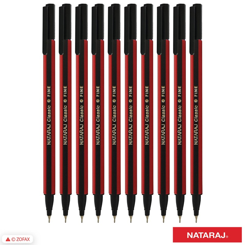 NATARAJ Classic Fine Point BLUE Ballpoint Pens (10 x 0.7mm