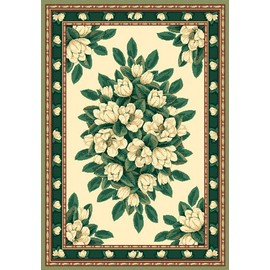 PowerSellerUSA Designer Home Urban Area Rug 040-37097 Magnolia Cream Floral Magnolias 5' 3" x 7' 6" Rectangle