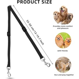 Double Dog Lead, No Tangle Adjustable Double Pet Trainer Lead,Dog Distributor Lead, Perfect Leads for Walking 2 Dogs,Black