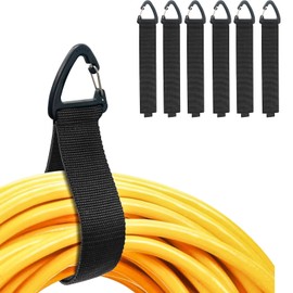 Wirafix Heavy Duty Storage Straps, 6 Pack Hook and Loop Straps Cable Organiser Hanger with Triangular Buckle to Hang on Walls for Cables, Wires, Rope, Hoses, Organization for Home, Garage
