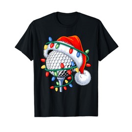 Golf Ball Santa Hat Xmas Funny Christmas Boys Men Golf Lover T-Shirt