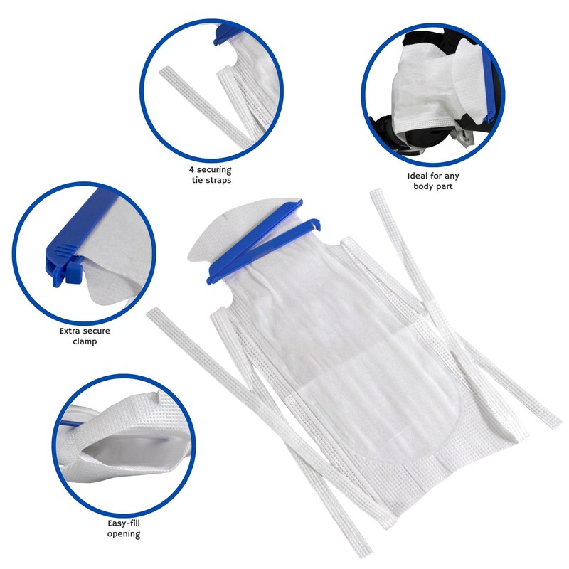 Vakly Refillable Ice Bags with Clamp Closure - Large, 6-1/2