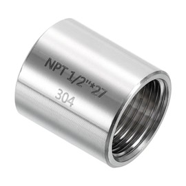 sourcing map NPT 1/2" x1-1/16 304 Stainless Steel Cast Pipe Fittings, Coupling Pipe Connector Adapter Pipe Connection Accessories for Plumbing Industrial and Residential, Silver