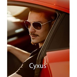 Cyxus - anteojos de sol de aviador polarizadas para hombre, protección UV400, anteojos de sol de piloto militar, a la moda para conducir, senderismo, anteojos de sol de aviador X5 marrones para