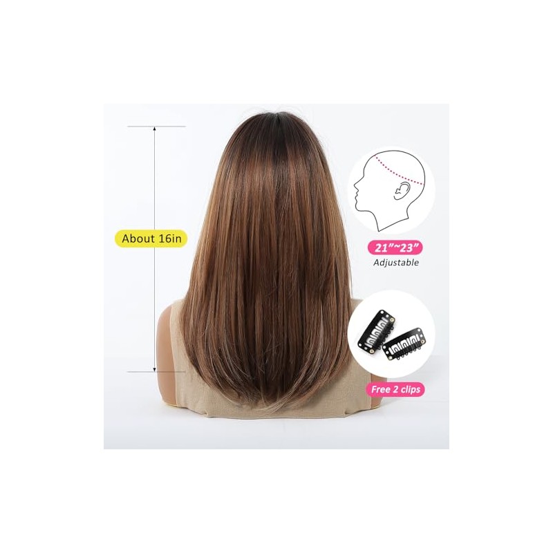 Ginger Pelucas para las mujeres de longitud media larga peluca