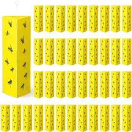 50 Pack Sticky Fly Traps for Indoor Outdoor Hanging Yellow Gnat Killers Sticky Traps for Mosquitos Flying Plant, Flies, Mosquitos, Moths, Whiteflies, 9.84 x 3.54 x 2.56 Inch