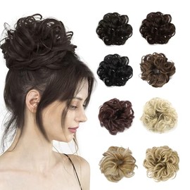 Donut Hair Circle Wig Bride Hair Bun Extensions Messy Wavy hair Synthetic Hair Pieces for Women 4 Colors (35 Gram) (4#)