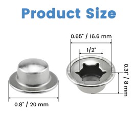 HONSNKS 6 Pcs Push On Pushnut Caps, Spring Steel 1/2" Axle Cap Nut, Permanent Washer Caps for Hand Trucks, Rolling Bins and Lawn Push Wagons Alternative