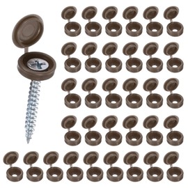 M METERXITY 100-Pack Plastic Hinged Screw Cover Caps, 3mm Shutter Screws with Caps, Fold Snap Washer Covers, Washer Flip Protection Covering M3 M4 M5 Screws Heads [Coffee Brown]