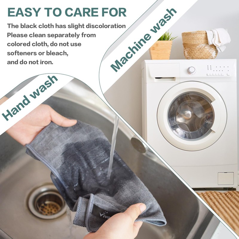 VIVOTE Microfibre Cloths Grey Dish Cloth Kitchen Cloth Super Absorbent