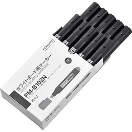 KOKUYO PM-B102NDX10SET Dry Erase Markers, Recycled Resin, Medium Point, Black, Set of 10