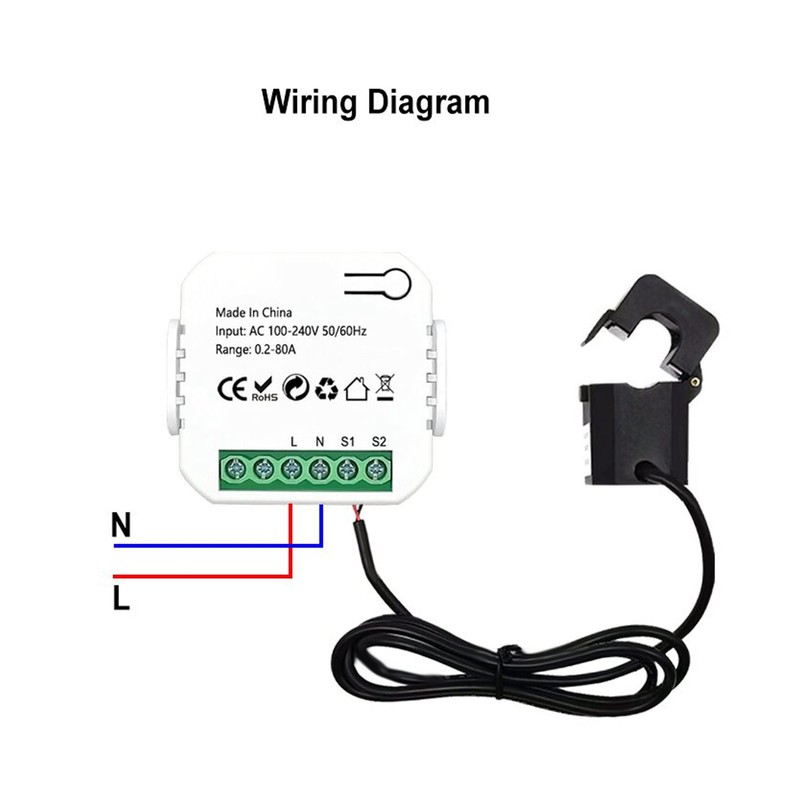 WiFi Energy Monitor Single Phase Smart Electricity Meter with Clamp