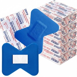 200 Pcs Blue Bandage Food Service Fingertip Waterproof Adhesive Bandages with Non-Stick Pad Latex Free for First Aid and Wound Care