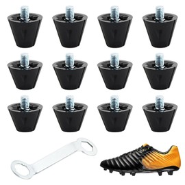 Amexo 12 pieces 13/16 mm replacement studs for football boots, screw studs, football replacement studs with stud wrench, replacement football shoe studs, black, unisex, black