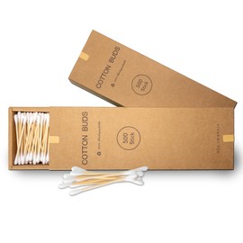 500 Count-Bamboo Double-Tipped Cotton Swabs, Organic & Biodegradable Ear Buds, Multipurpose for Hygiene, Beauty, and Home, Greenness Recyclable Packaging