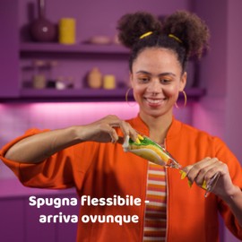Vileda, PUNCH Spugna Piatti, 4 Pezzi – Spugne da Cucina Flessibili e Antigraffio con Lato Abrasivo, Profumate, Lavabili in Lavastoviglie, per Cucina, Bagno e Superfici Esterne