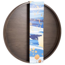 Wooden Large Round Serving Tray Home Decor,Black Walnut Wood Ottoman Tray for Living Room,Classic Wood Decorative Storage Coffee Trays,Storage and Display of Bread Food Fruit