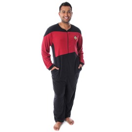 INTIMO Star Trek Men's The Next Generation TNG Picard Command Uniform One Piece Costume Pajama Union Suit (2X/3X)
