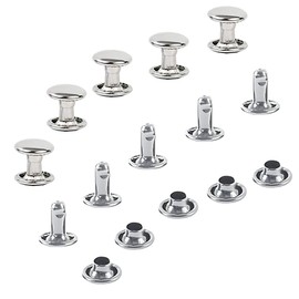 300 juegos de remaches de cuero de acero inoxidable plateado, remaches de doble tapa, remaches tubulares de metal, reparaciones, accesorios de manualidades, para cuero, manualidades, ropa, zapatos, bolsos, cinturones (8 mm, plateado)