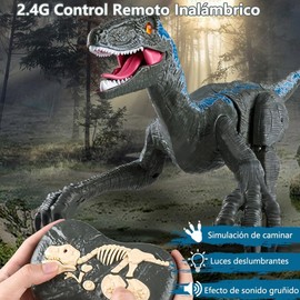 Juguetes de Dinosaurio para Niños, Dinosaurio Control Remoto de 2.4Ghz con Truco de Rotación de 360°, Dinosaurio Robot de Control Remoto con Luces y Rugidos, Regalos para Niños y Niñas de 3 a 8 Año