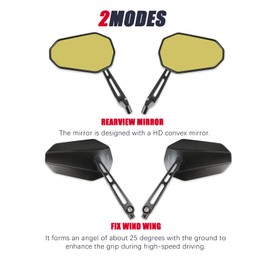 JMTBNO 8mm 10mm Black Universal Motorcycle Rearview mirrors Handlebar Side Mirrors Compatible with Honda Shadow Kawaski Suzuki Sports Bike Street Bike