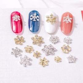 DANNEASY 70pcs 3D Silver Snowflake Nail Charms Alloy Hollow Nail Snowflake Nail Jewels Charms for Nails Flat-back Nail Studs Nail Decoration for Nail Art