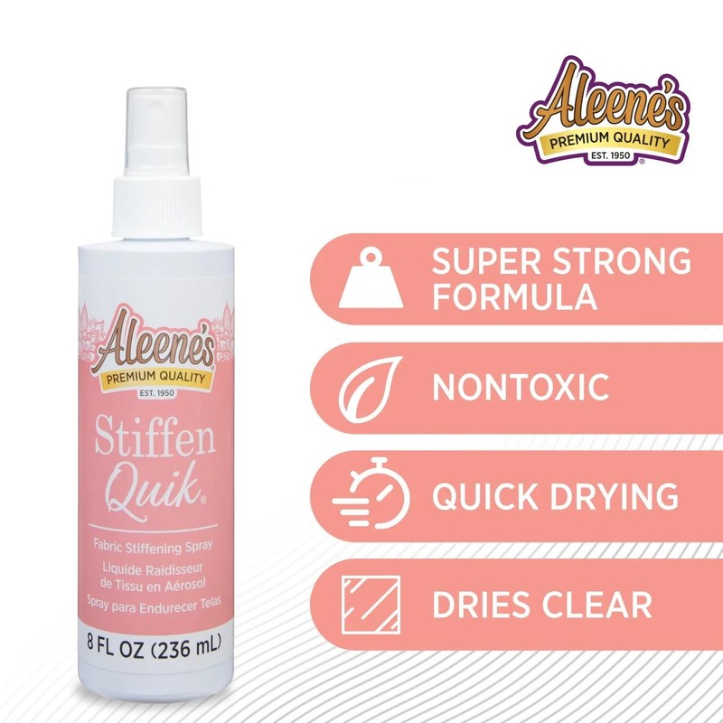 Aleene's 15581 Stiffen-Quick Fabric Stiffening Spray 8oz,Original Version, Packaging may