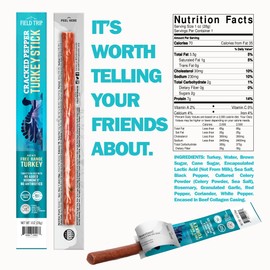 Field Trip Free Range Cracked Pepper Turkey Jerky Snack Sticks, Keto, Paleo, Gluten Free, Allergy Friendly Snack, High Protein, 70 Calorie Snack, 1oz, 10 Pack