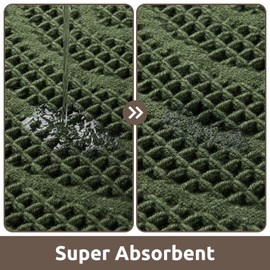 AMOAMI Waffle Bath Mat Super Absorbent Bath Mats for Bathroom Non Silp Machine Washable Bathroom Mat Soft Bath Rugs with Tassels Front of Bathtub, Sink, Green 17"x27"