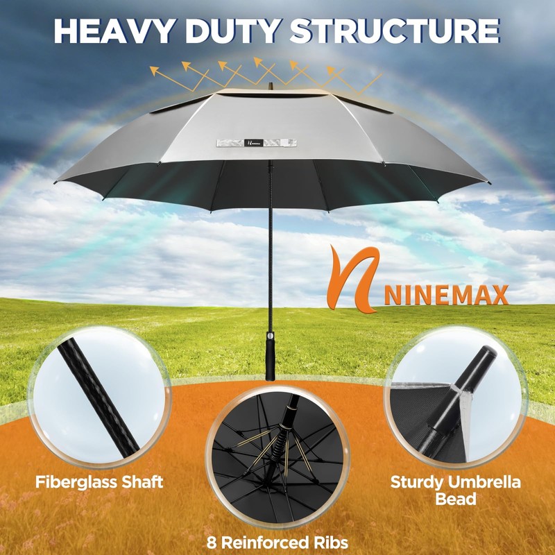 NINEMAX UV Potection Golf Umbrella, 54 Inch UV Umbrellas for
