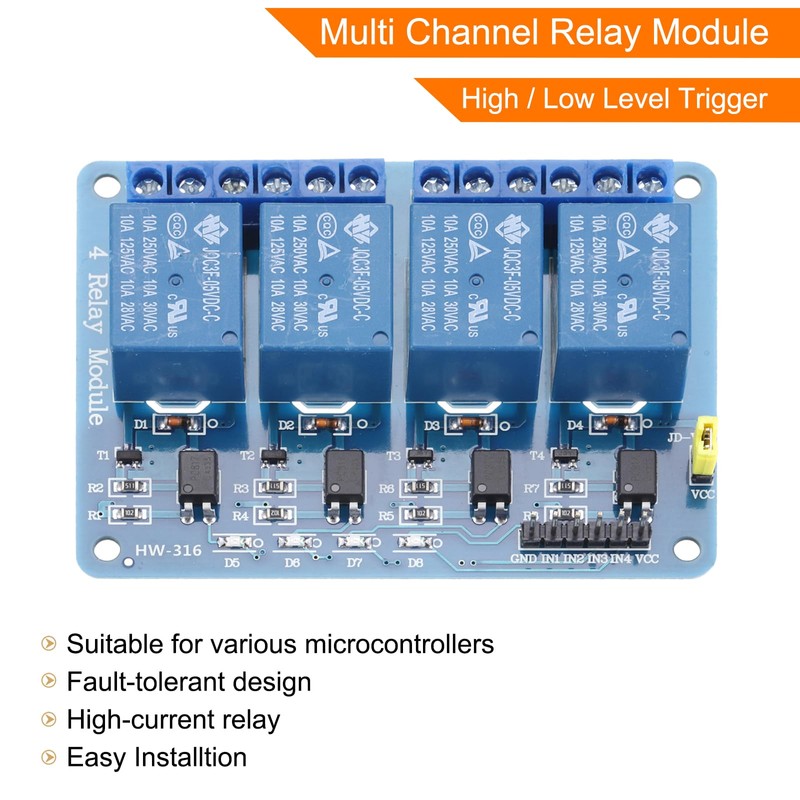 sourcing map 2 Pcs DC 5V 4 Channel Relay Module