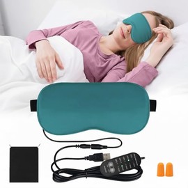 Antifaz para Dormir Caliente,Mascara para Dormir con 5 Temperaturas y 5 Controles de Tiempo,Sleep Mask Ajustables con Tapones para Los Oídos y Bolsa de Embalaje,para Secos,Blefaritis,Sinusitis,Migraña