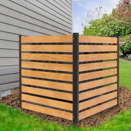 DoCred Air Conditioner Fence, 2-Panel Pool Equipment Enclosure, 36" W x 44" H Privacy Screens Fence Panels with Metal Stakes, Wood Trash Can Fence Privacy Fence Panels for Outside