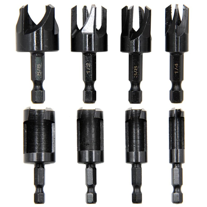 Eyech 8Pcs Wood Plug Cutter, Carbon Steel Straight and Taper