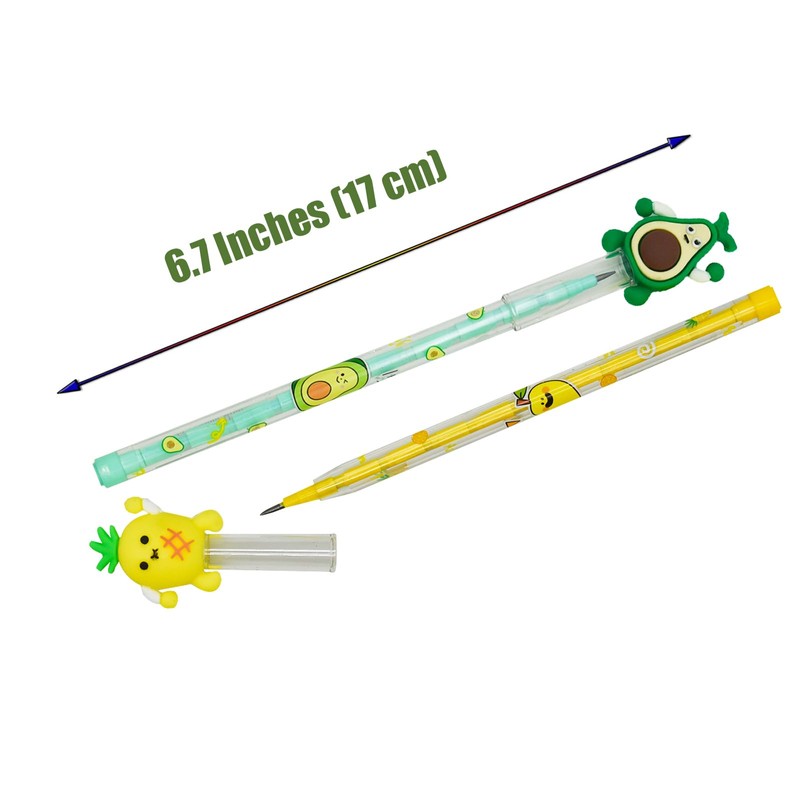 Lopenle 24 Pieces Adorable Stacking Pencils Fruit Pencils Novelty Multi