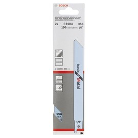 Bosch 2x Reciprocating Saw Blade S 918 AF 'Basic for Metal' (Metal, Steel Pipes, Length 150 mm, Accessories Reciprocating Saws)