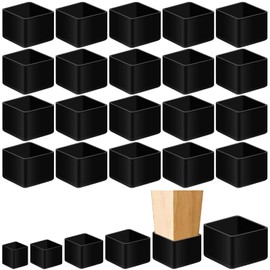 Mardatt 20Pcs 1-1/2" x 1-1/2" (38x38mm) Square Rubber Chair Leg Tips Caps, Furniture Leg Caps Chair Leg Floor Protectors Furniture Table Feet Cover Chair Leg Foot End Caps, Black