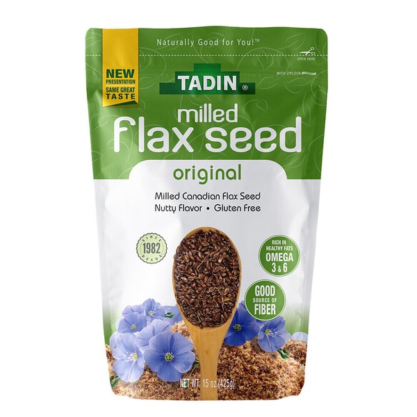 Tadin Milled Flaxseed. Organic Dietary Supplement. Fiber, Omega 3 and 6. 15 oz