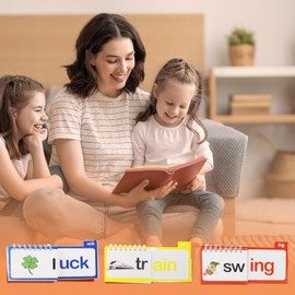 30 Read and Rhyme Flip Books,Word Family Build Book,Learn to Read Phonics Flash Cards, Word Family Flip Books,ABC Vocabulary Flashcards,Kindergarten Sight Word Flash Cards for Kids