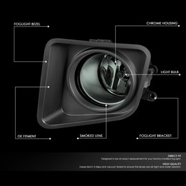 DNA MOTORING FL-ZTL-362-SM Chrome Housing Smoked Lens Fog Light w/Switch Compatible with 2014-2021 Tundra, Driver & Passenger Side